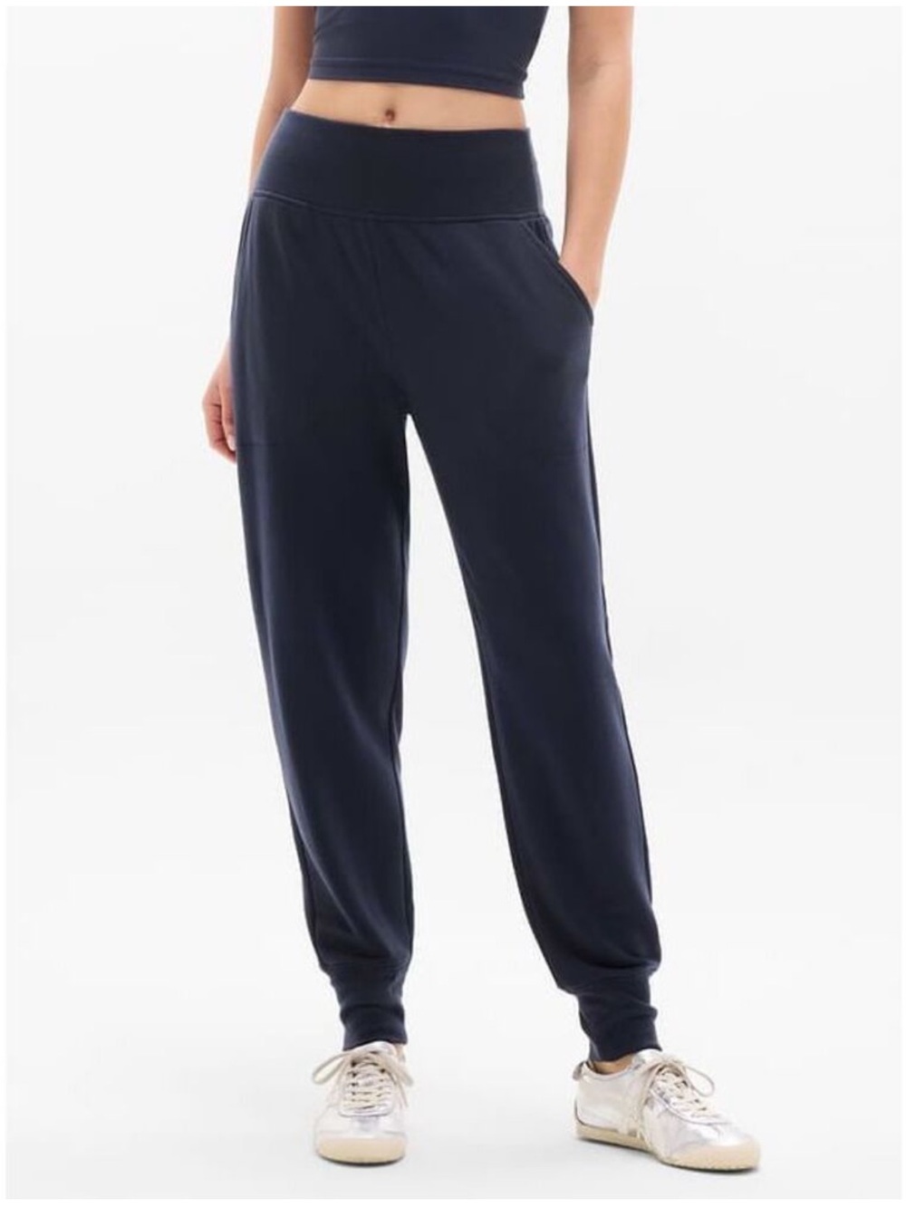 Athleta Coaster Luxe High Rise Jogger Pants Navy Blue New